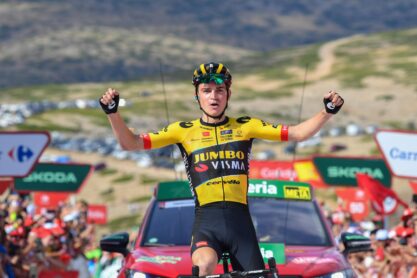 Sepp Kuss (USA - Jumbo - Visma) celebrates winning stage 6 of the Vuelta Espana 2023 - 31/08/2023